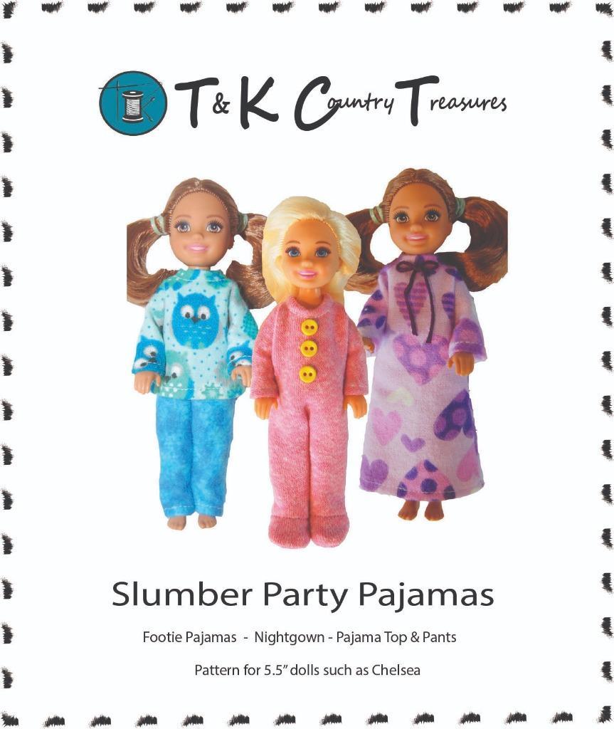 Sewing Pattern designed to fit Chelsea 5.5″ Doll Clothes TKCT Pajamas