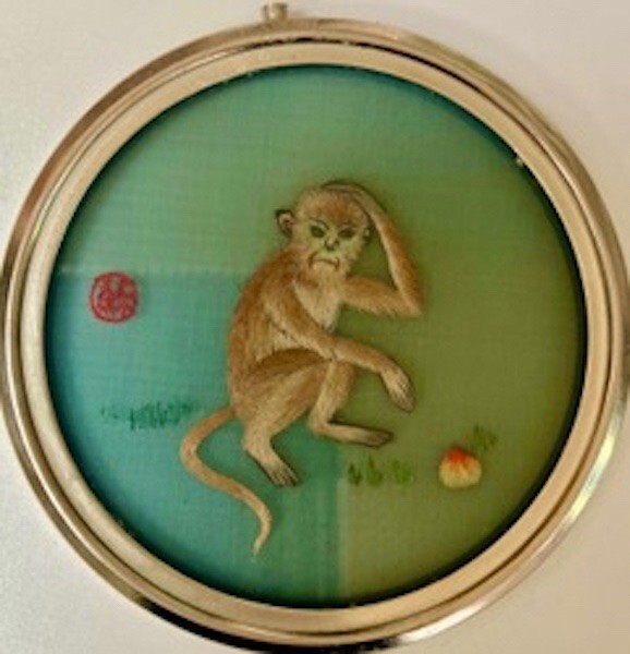 Rare Vintage Reverse Art Hand Painted Chinese Monkey. Circa 1950’s