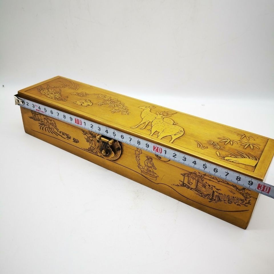 Aque Brass Jewelry Box Carved Deer Pattern Unique Scholar Case (Random Motif)