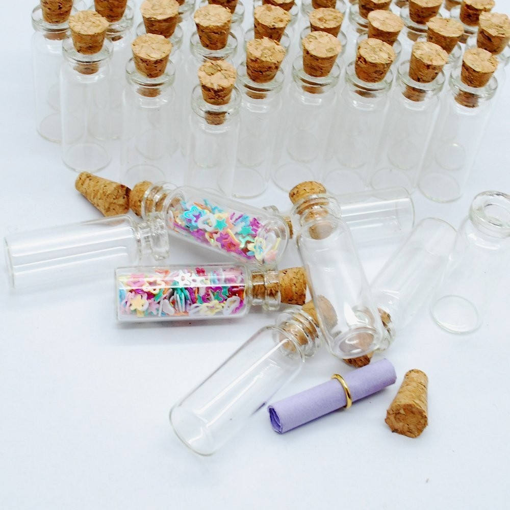 1 ml Small Glass Bottles with Cork Lids Clear Decorative Bottle Arts & Crafts