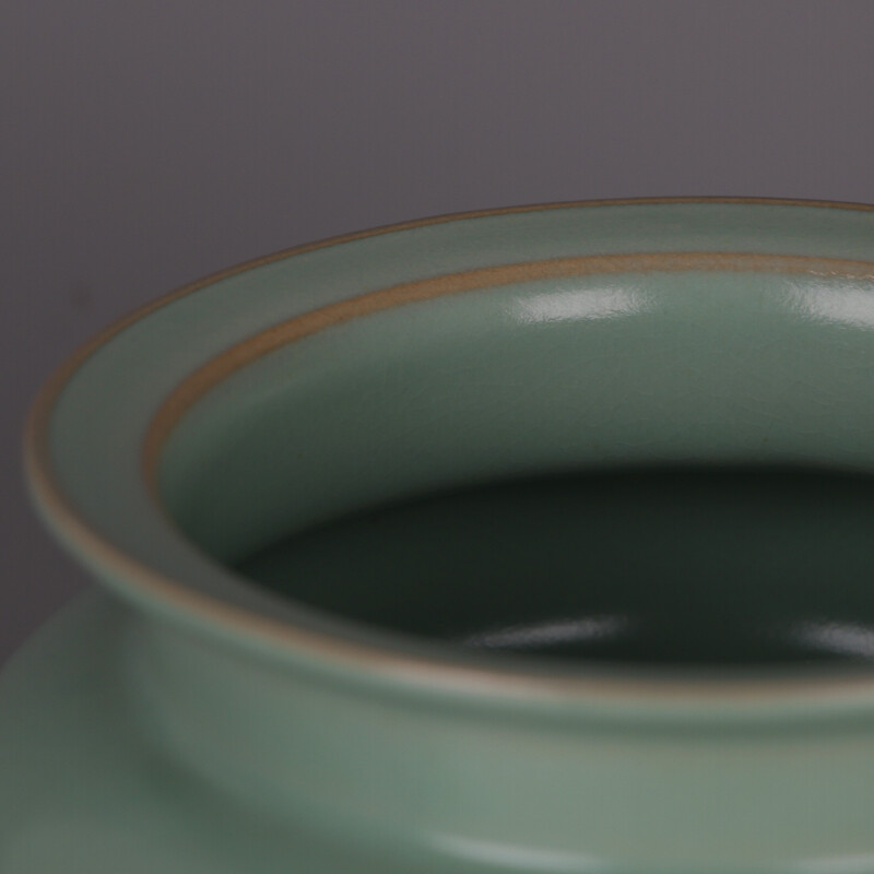 5.9″ Good Chinese Song Porcelain Ru Kiln Green Glaze Three Foot Incense Burner