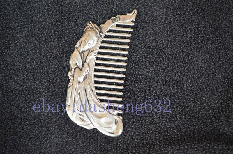 Exquisite Old Chinese handmade Beauty comb statue