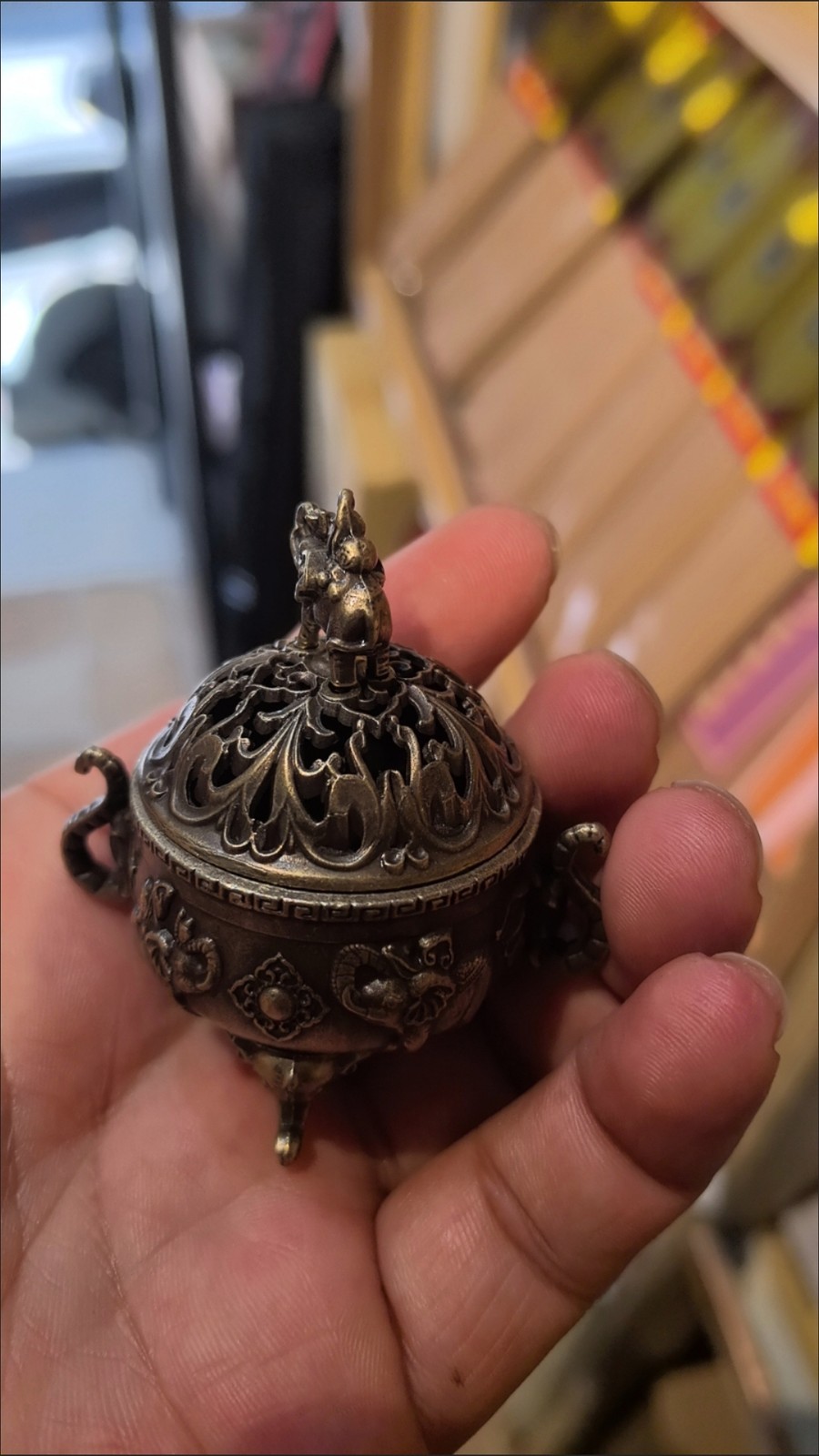 Alloy Three-Legged Tripod Incense Burner Elephant Carved Incense Censer Decor