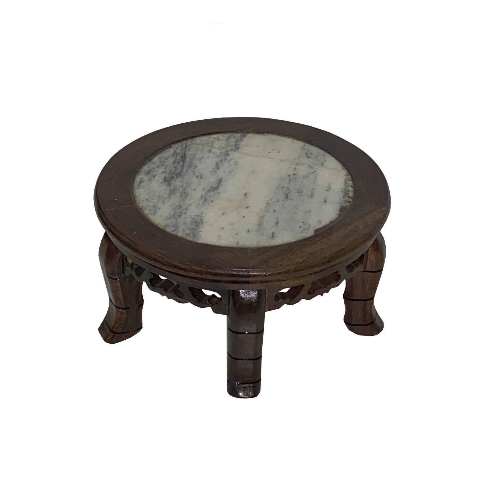 6.75″ Oriental Brown Wood Marble Round Table Top Stand Riser ws2851C