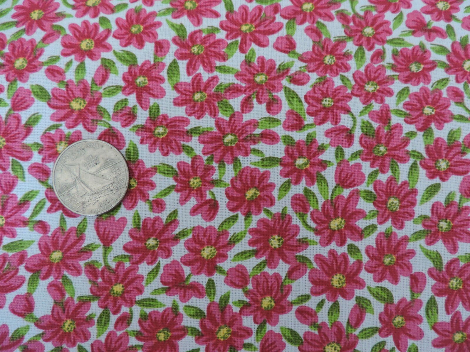 100% Cotton Fabric Shades of Fuchsia Flowers On White – By the Yard