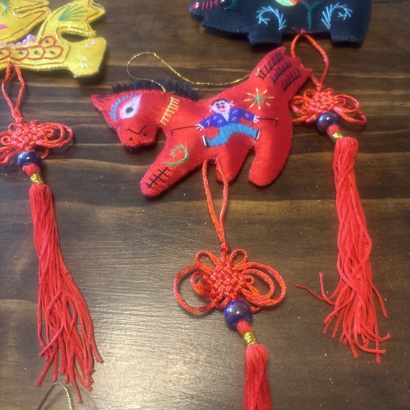 12 Handmade Chinese Embroidered Silk Animal Ornaments
