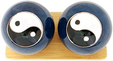 Top Chi Yin Yang Baoding Balls with Bamboo Stand (Small 1.4 Inch)