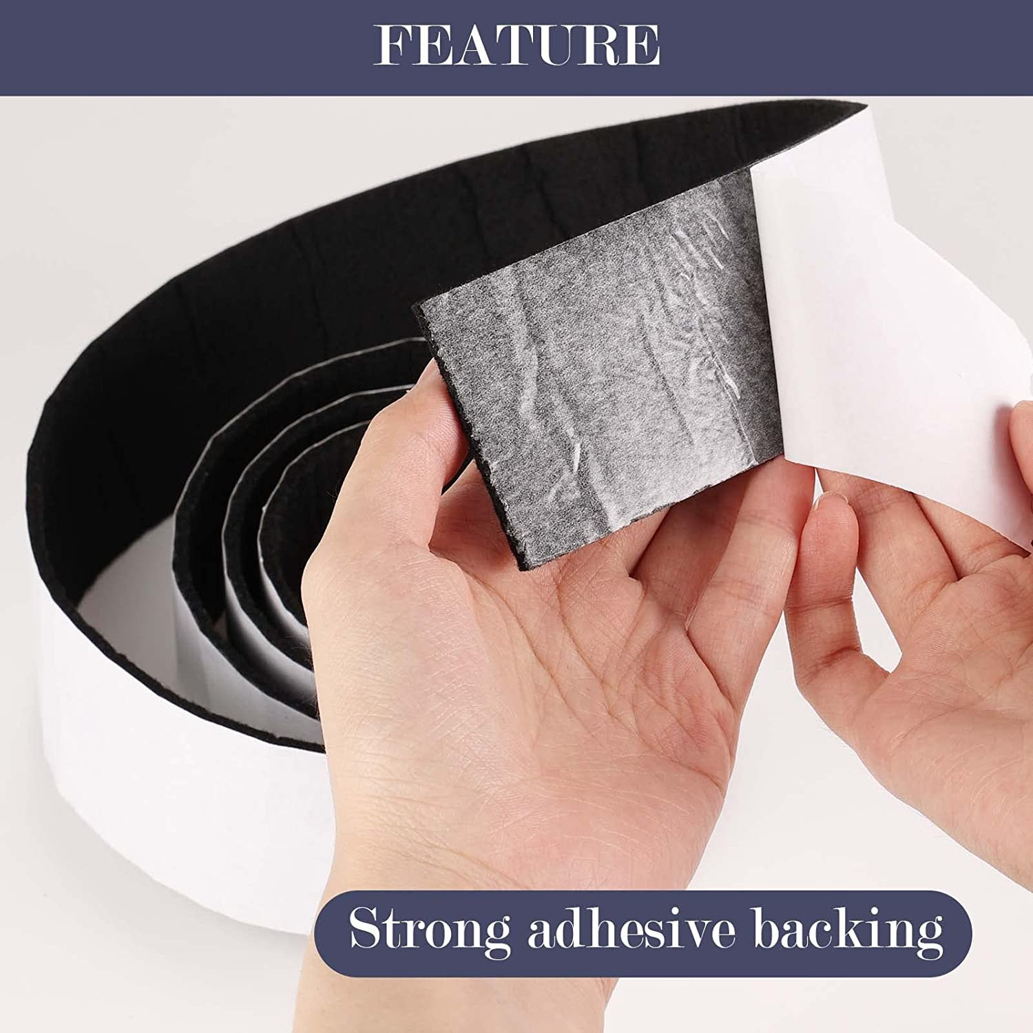 Pllieay 2 Pack Felt Tapes with Adhesive Backing, Heavy-Duty Self Adhesive Felt S