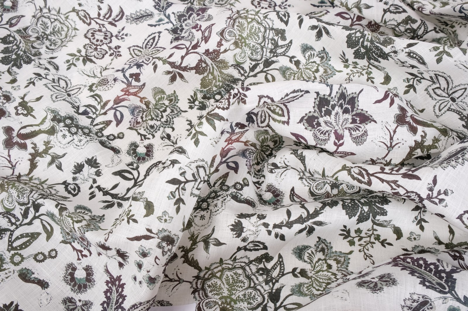 Pure 100% LINEN flower Washed Soft Fabric 190gsm Flax Clothing fashion floral