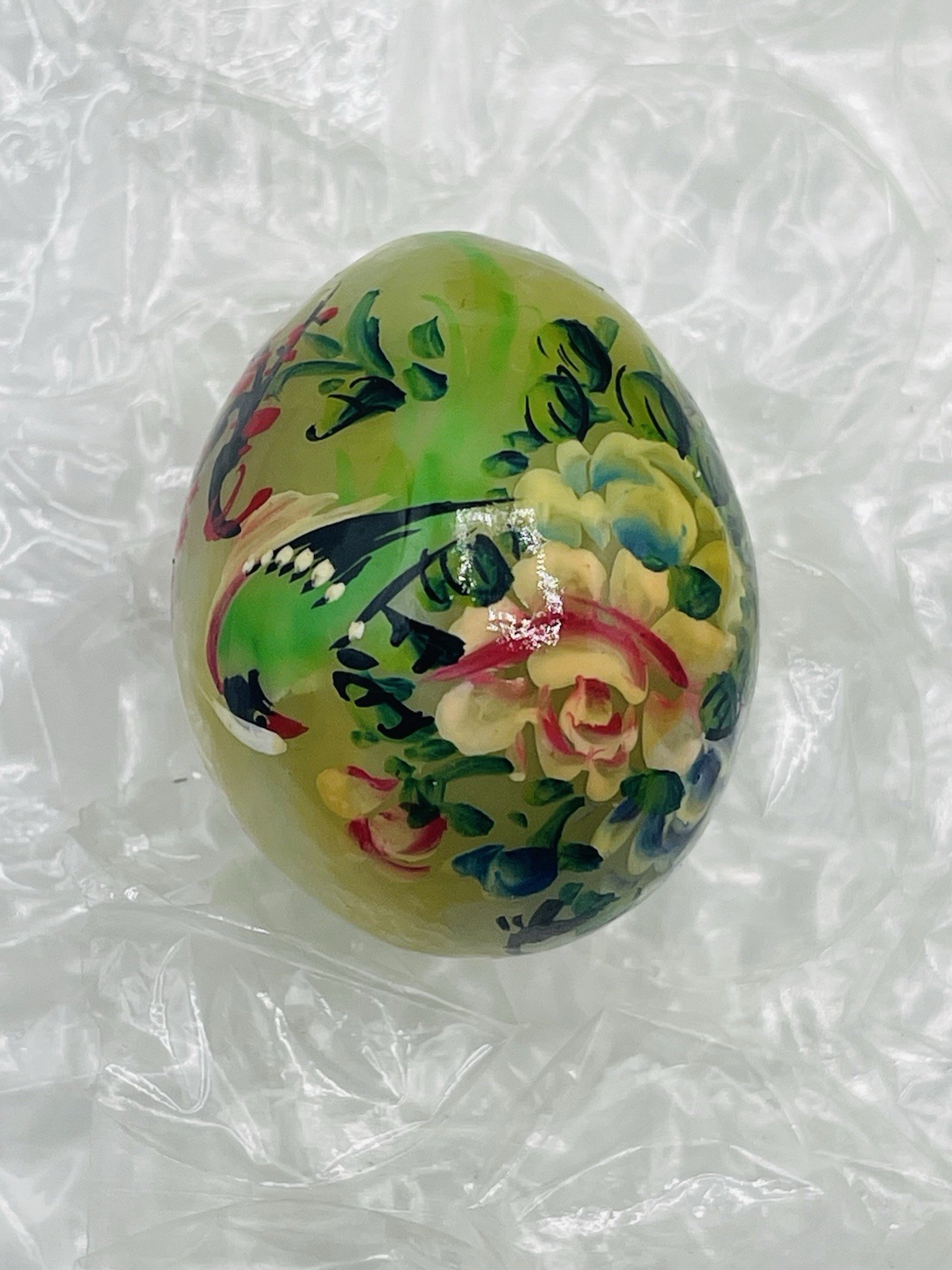 VTG Oriental Hand Painted Jade 1.5” Birds Dragon Flower Lot Of 9 Miniature Eggs