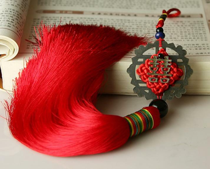 New Handmade Tradition Chinese Wedding Double Happiness Shuang Xi Red Pendant