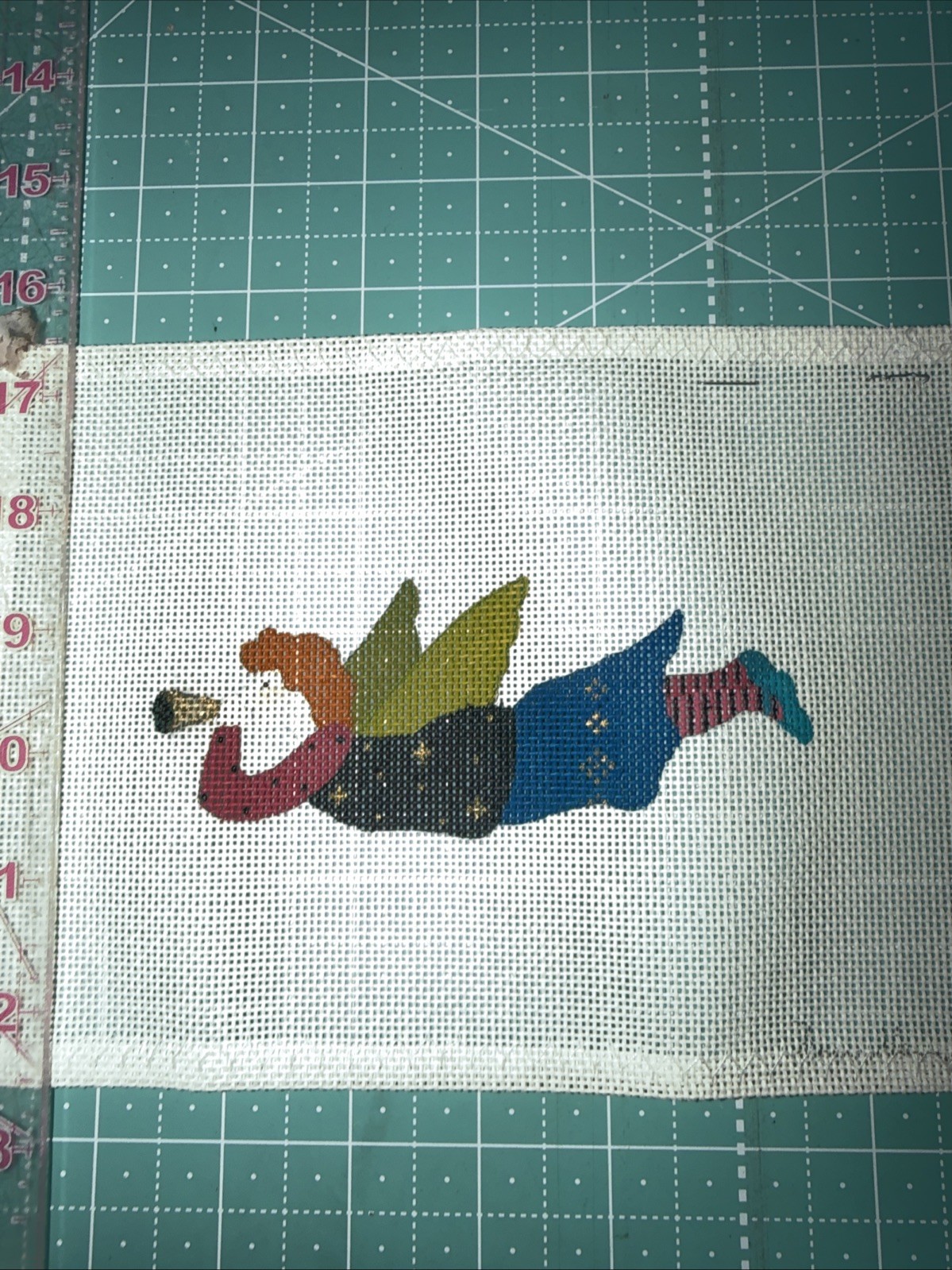 Handpainted Needlepoint Canvas Flying Angel Playing Bugle