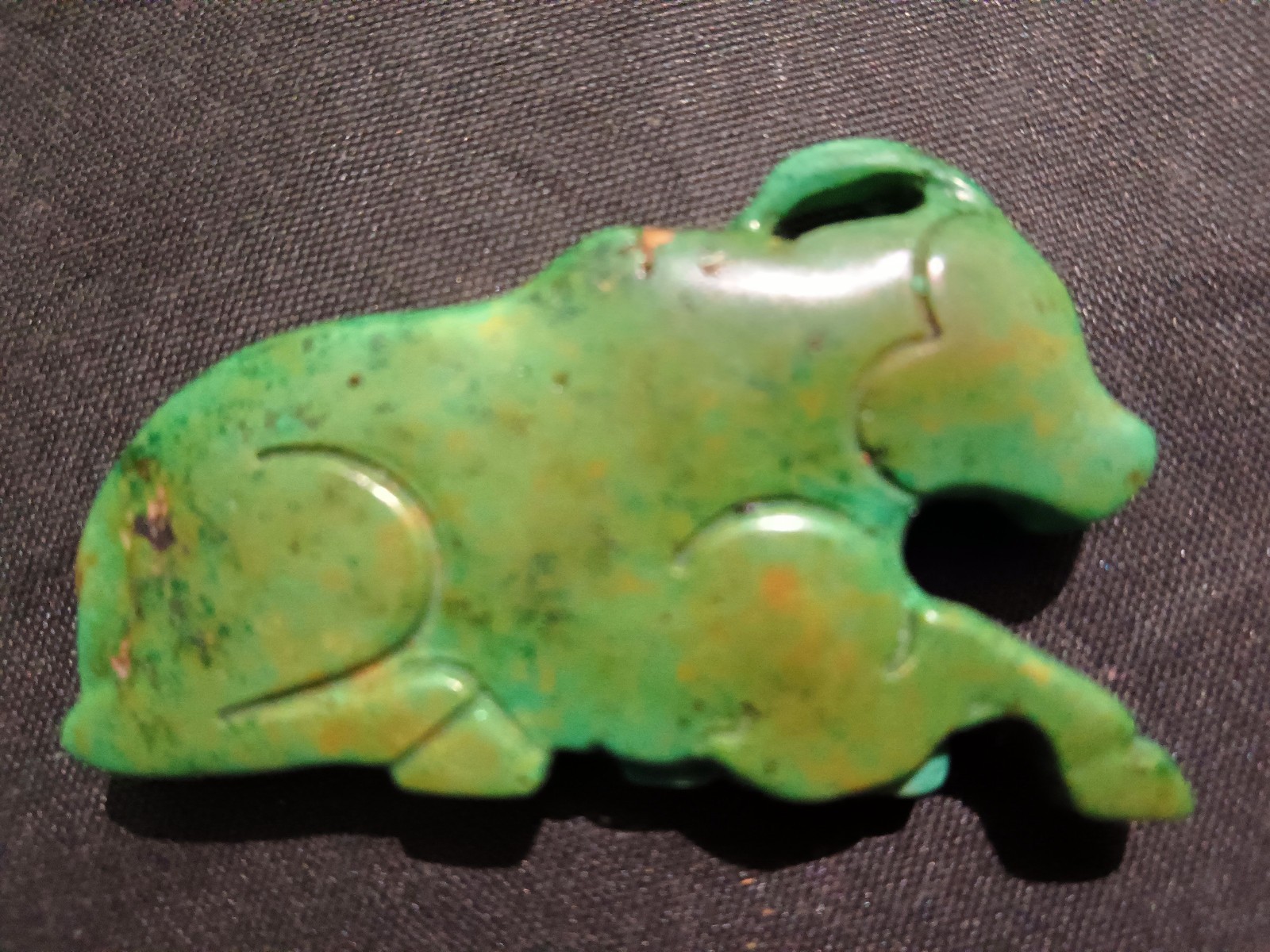 Good Quality Chinese Old Turquoise Hand Carved *Cow* Pendant