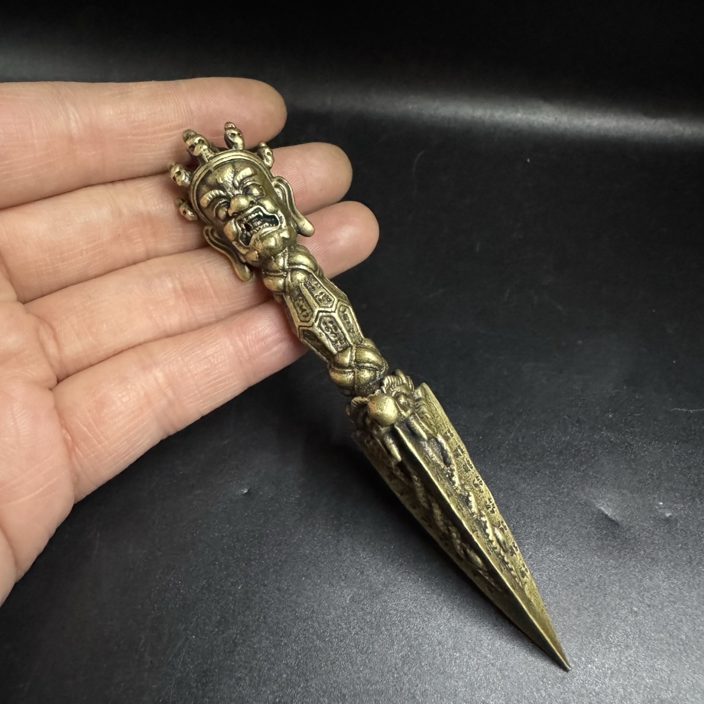 Brass Vajra Pestle Pendant Vintage Tibetan Dagger Amulet Men’s Copper Decor