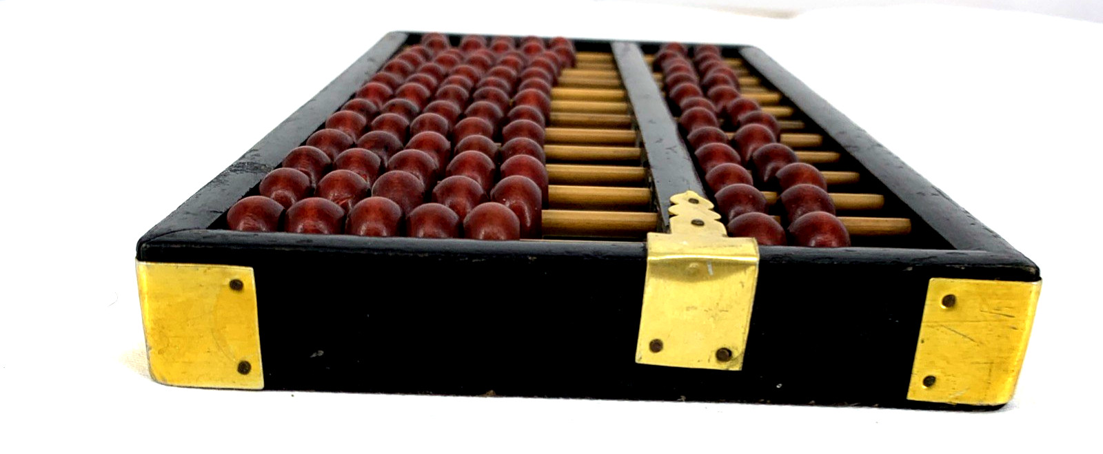 Abacus Wood And Brass 13 Rows 91 Beads Chinese 10.5″