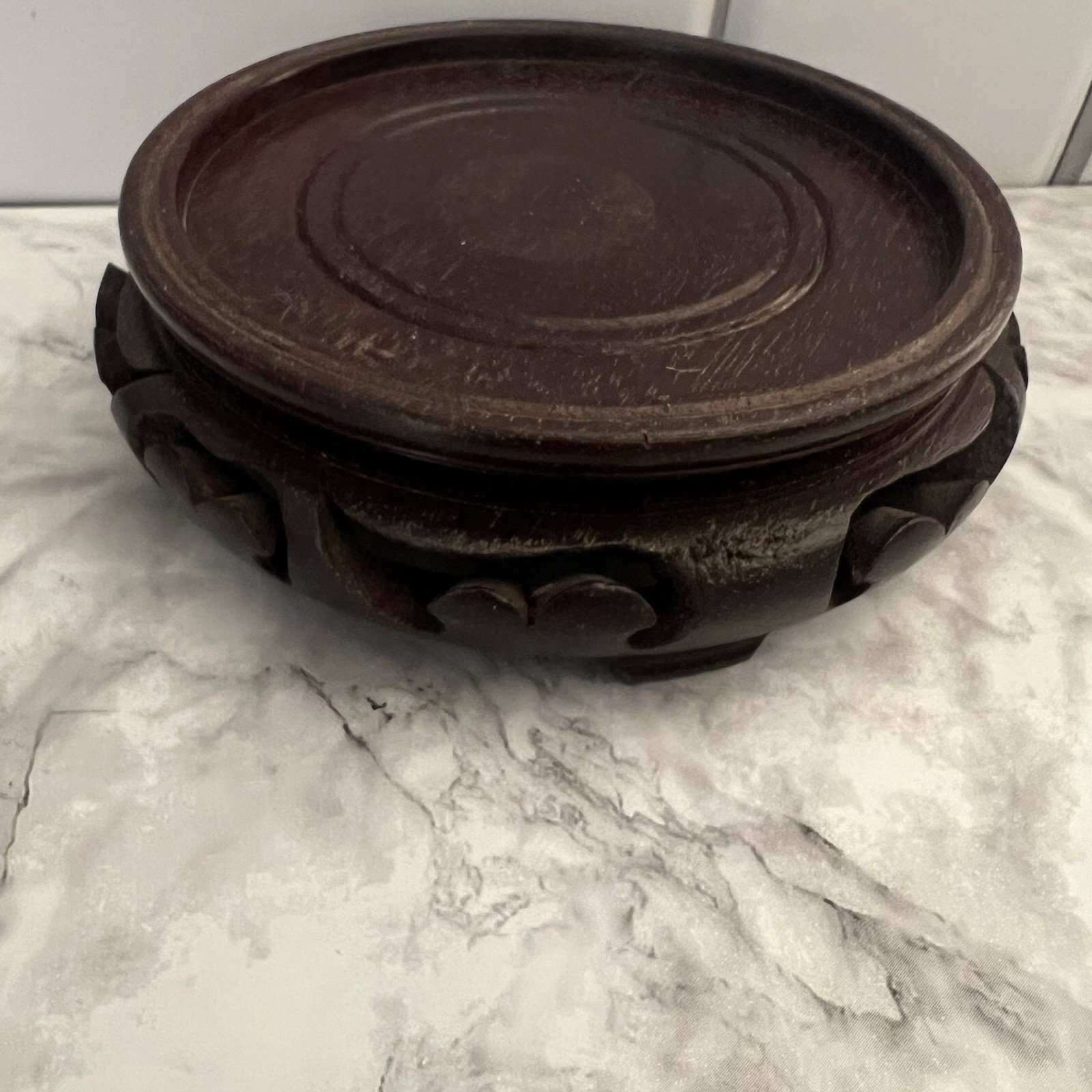 Vintage Pier 1 Imports Carved Wood Display Stand | Hong Kong | Vase Pedestal