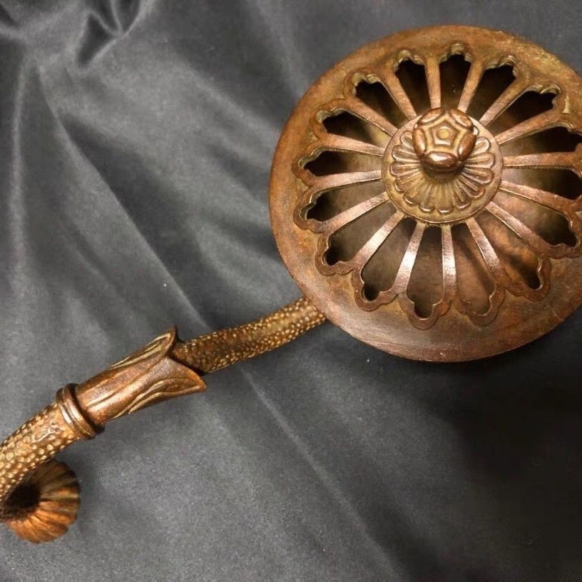 Vintage Alloy Lotus Handheld Incense Burner Antique Zen Incense Holder
