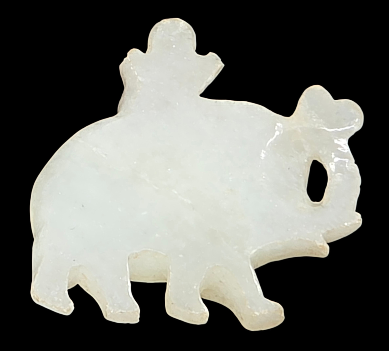 Chinese Hand Carved Icy White Jade Elephant Pendant – Boy Riding Elephant