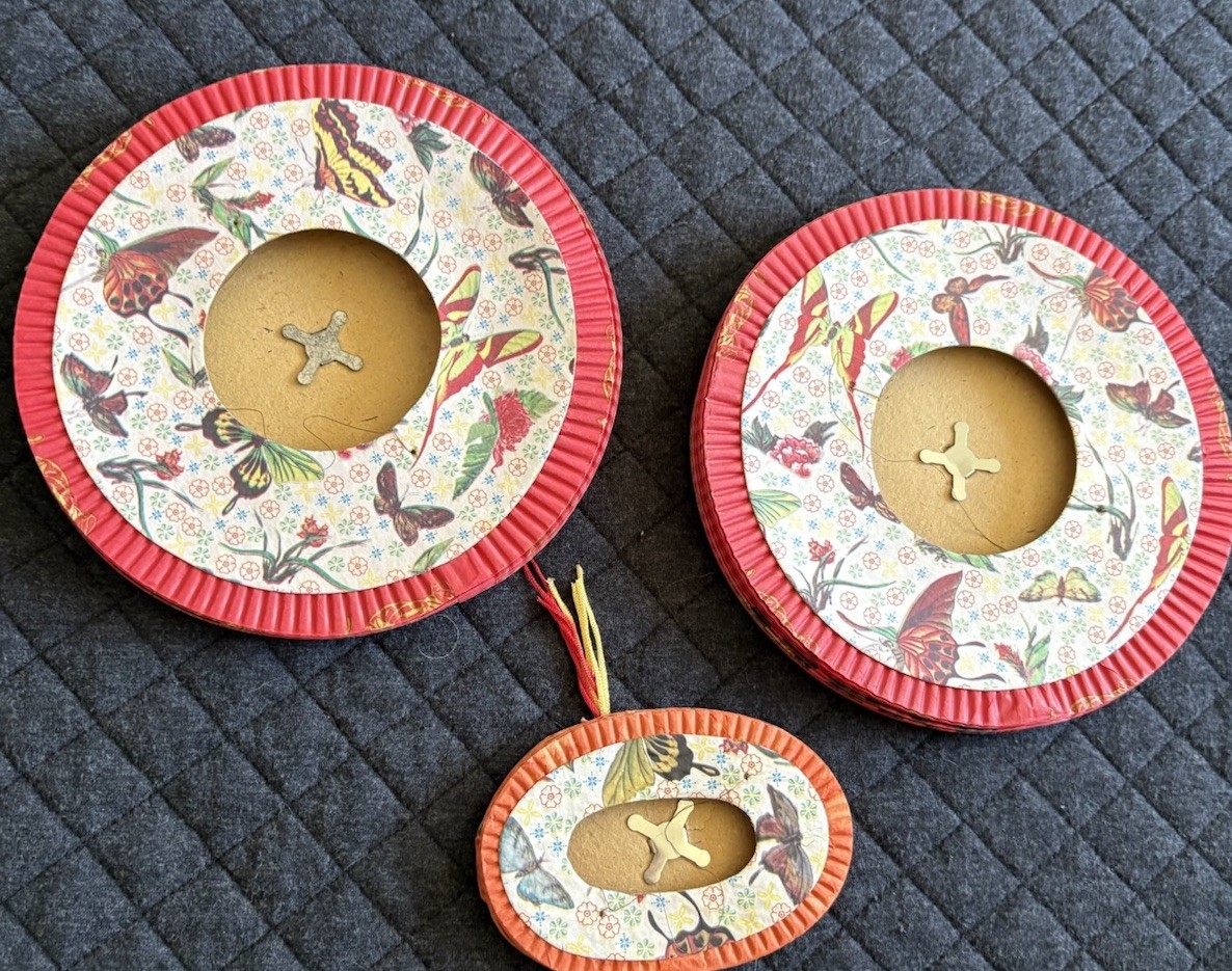 Lot-3 Mid Century Chinese Red Paper Lanterns Prosperity Festival Bright Future
