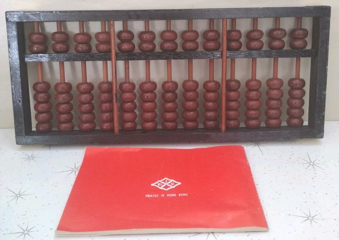 Vintage wooden Abacus Oriental Calculator And Instruction Book Hong Kong