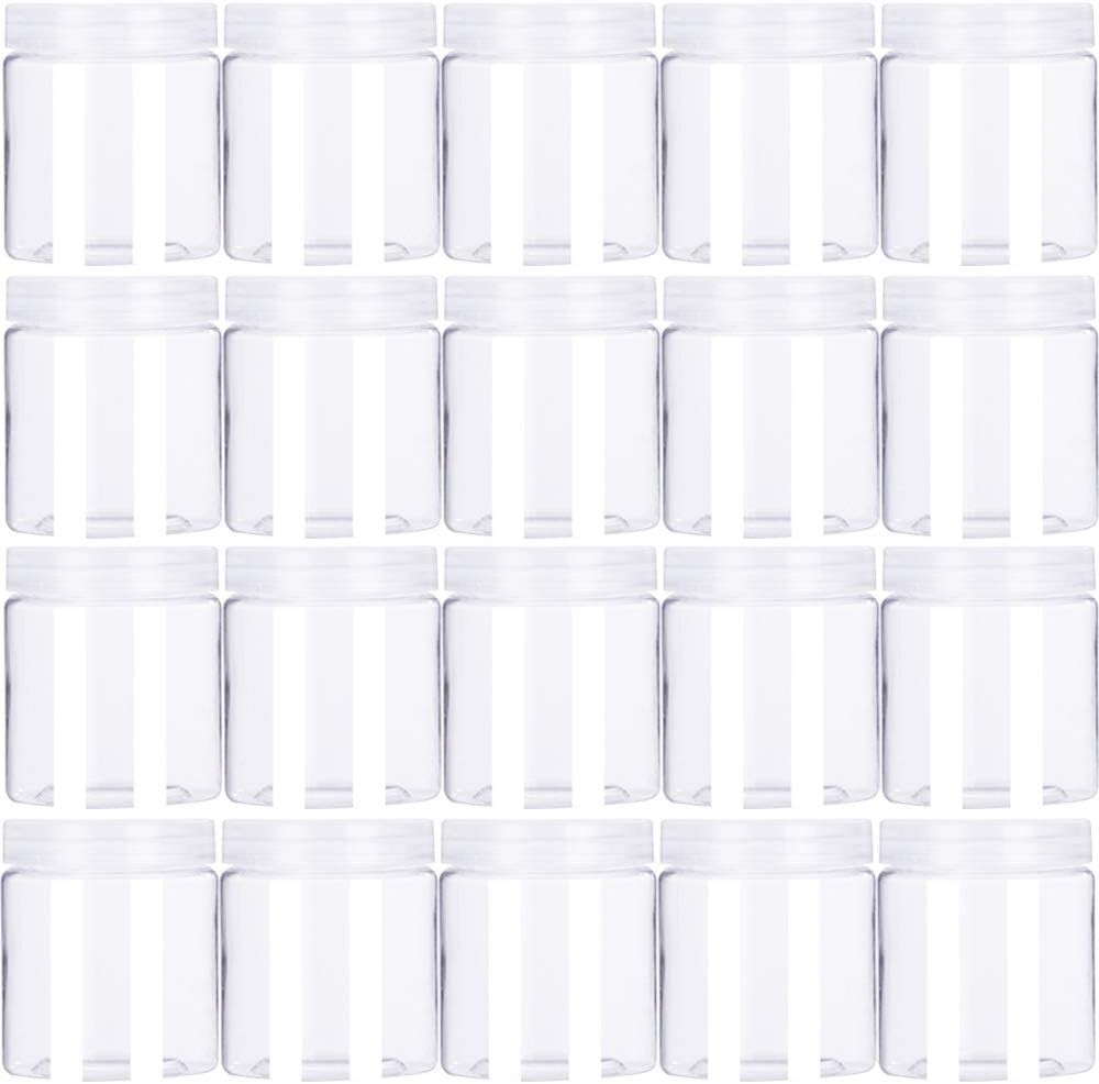 20 Pack 4oz/120ml Round Plastic Jars with Lids Empty Clear Slime Containers,W…