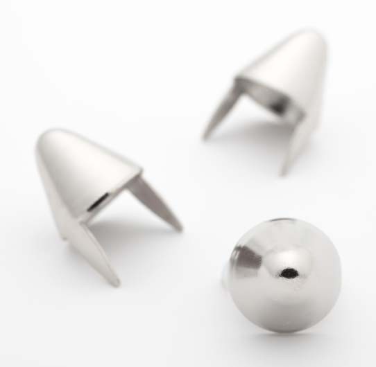Tall UK English77 Silver Cone Studs – 2 prong – Bag of 100 (punk 77 style cones)