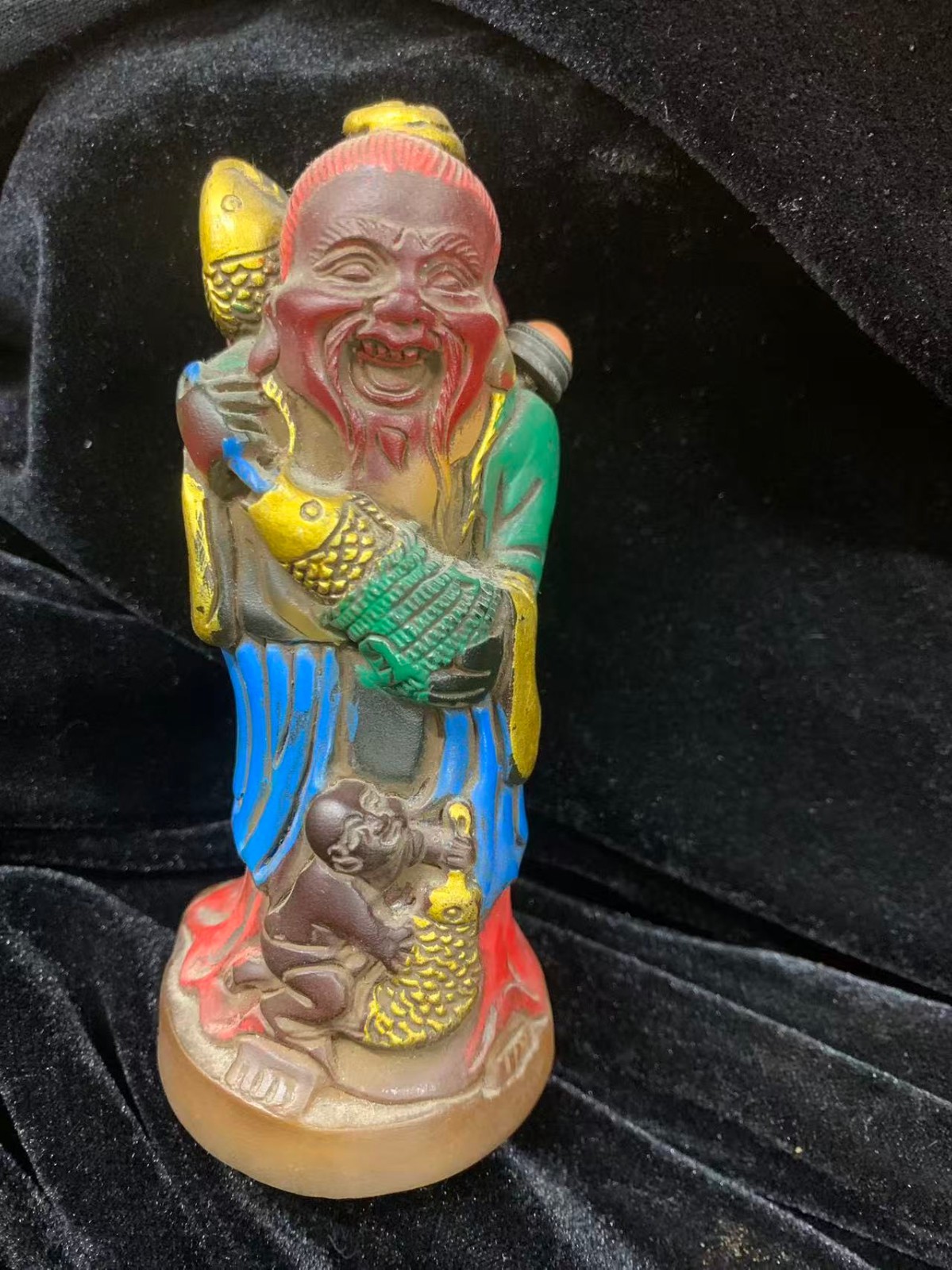 Excellent Pure Chinese Old Coloured Glaze Hand Made *Fisherman* Bottle