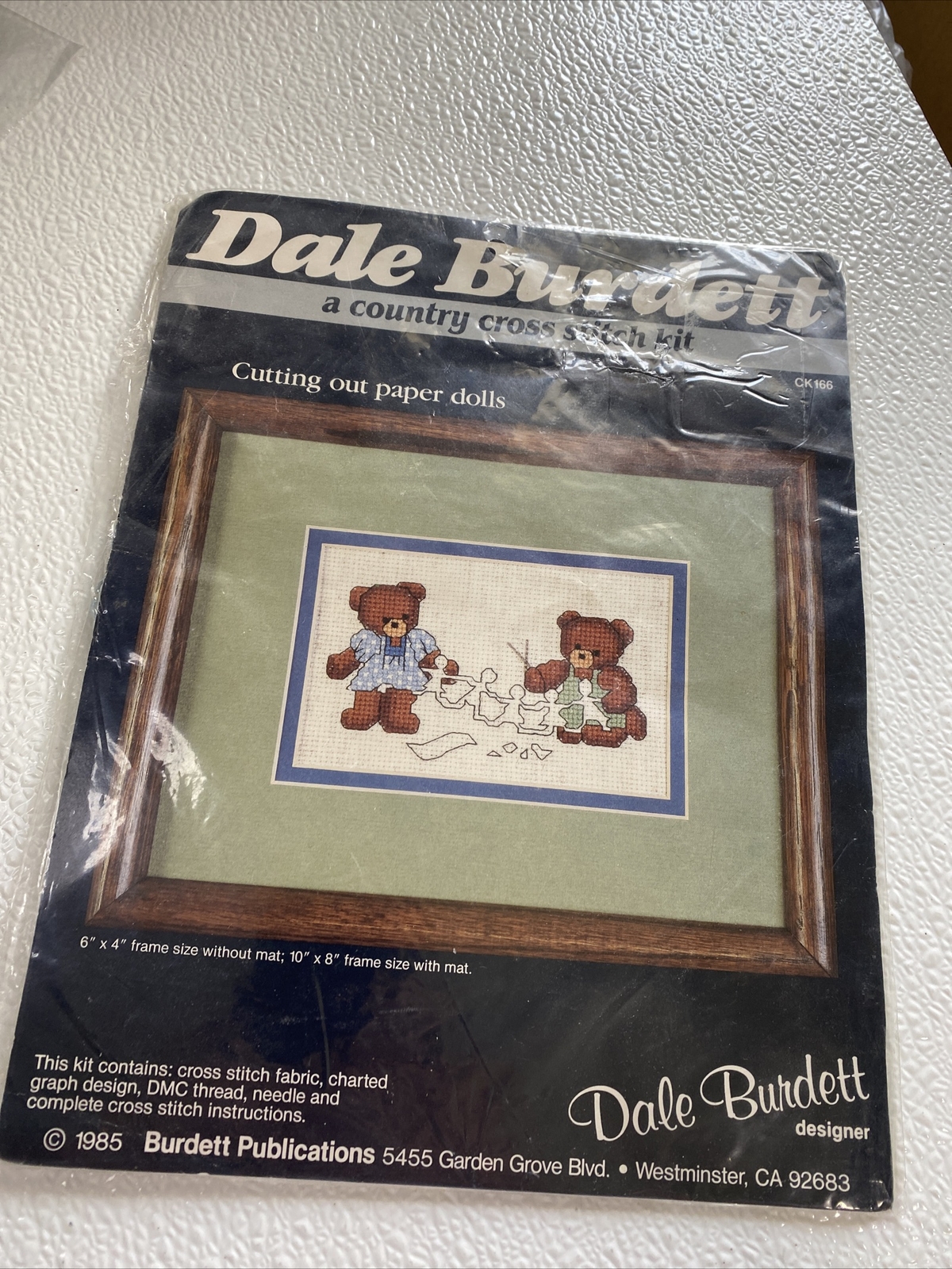 Dale Burdett Cross Stitch Kit Unisex OS Blue New Teddy Bears Paper Dolls CK166