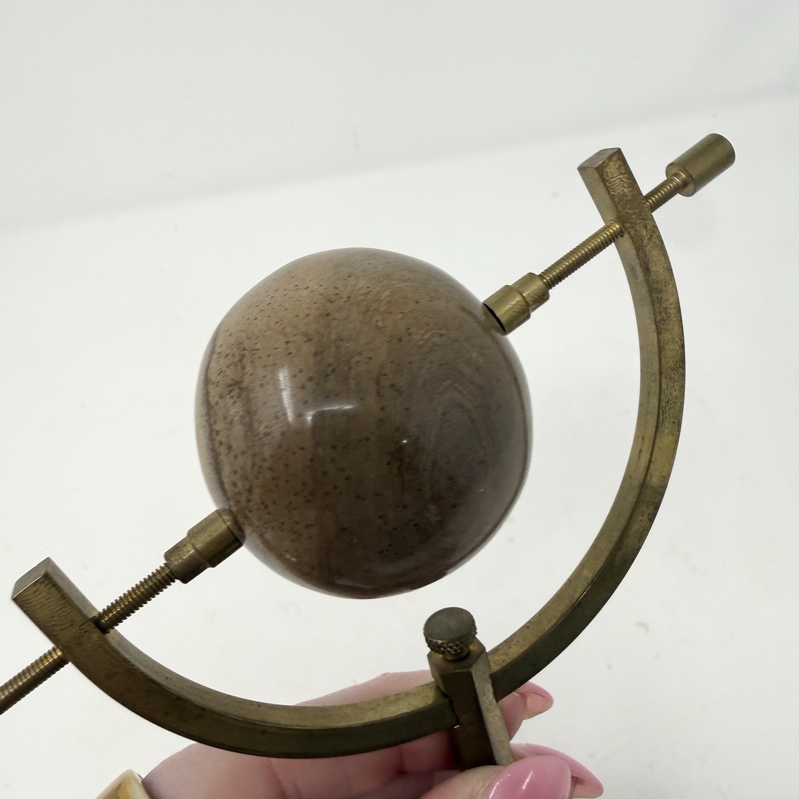 VTG Brass Sandstone Stand Stone Sphere Orb Taiwan Ball Desk Display Floating