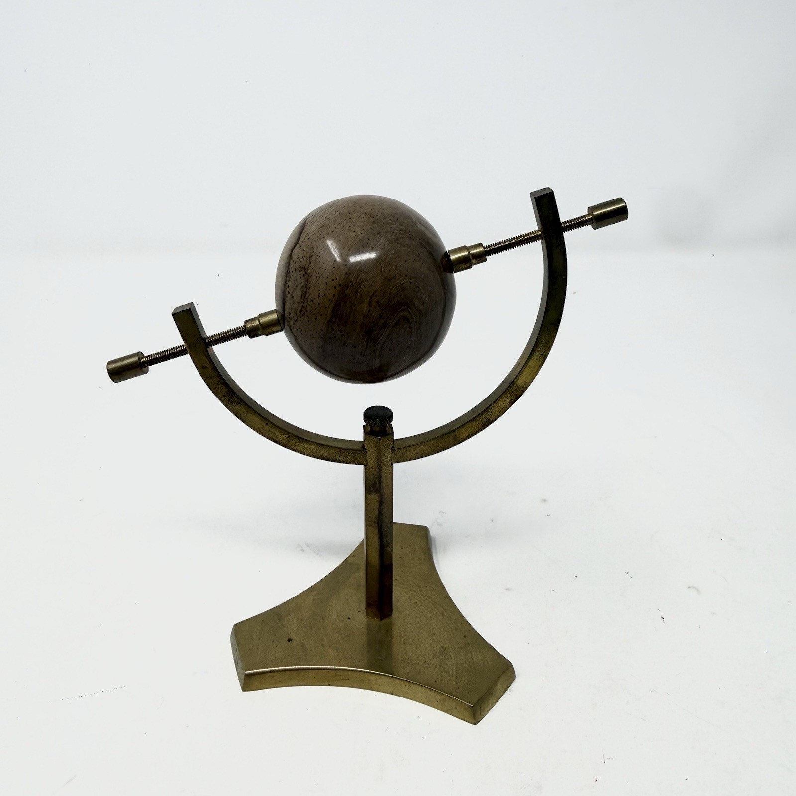 VTG Brass Sandstone Stand Stone Sphere Orb Taiwan Ball Desk Display Floating