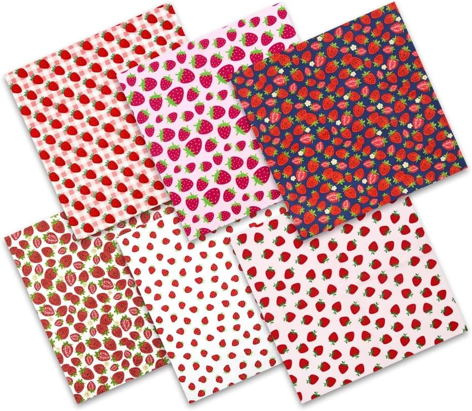 Strawberry Red Fat Quarters Bundles – Cute Sweet Fruity Fabric, 6 PCS, 20″ x …