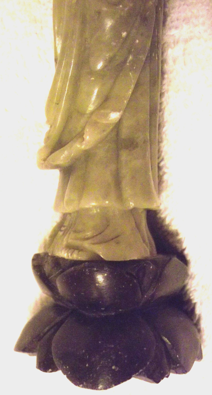 Vintage Chinese Hand Carved Jadeite Statue Figurine Woman w/Jug on Pedestal S