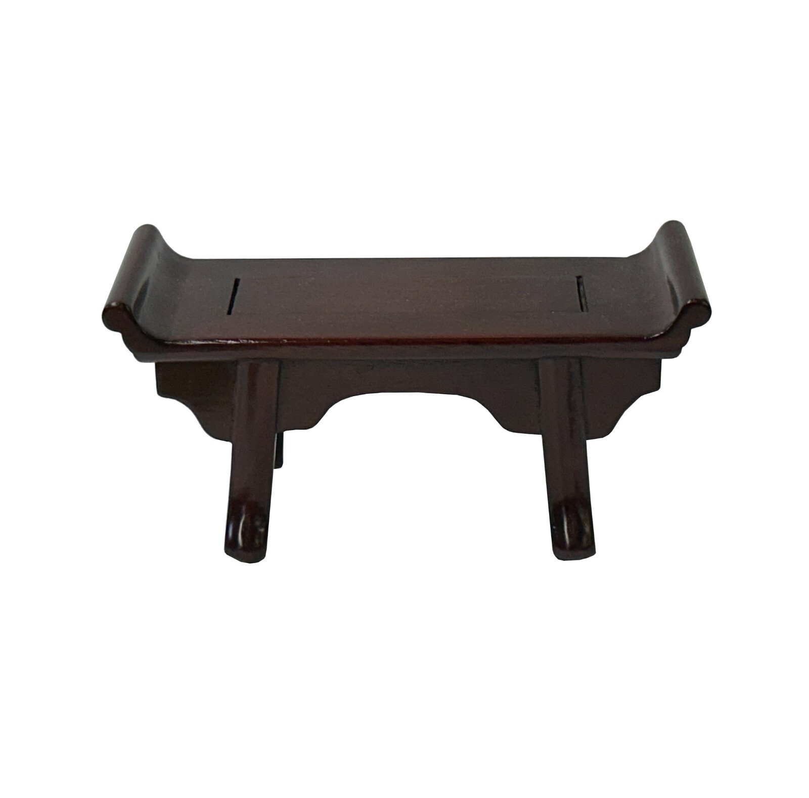 8″ Chinese Brown Altar Point Edge Shape Accent Wood Display Stand st1024