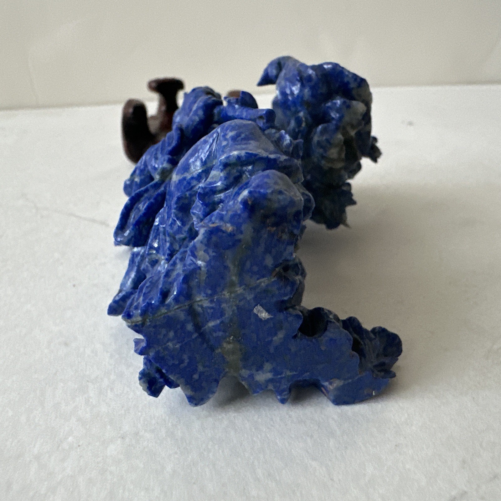 Chinese Lapis Lazuli Carved Figure & Phoenix Miniature Sculpture, 3.75”