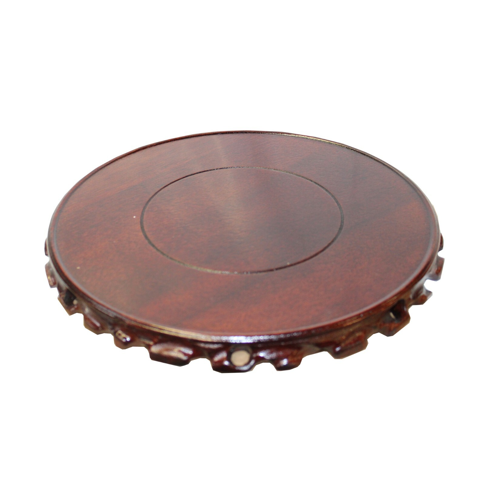 Chinese Brown Wood Handmade Round Table Top Stand Display Easel 5″ ws818A
