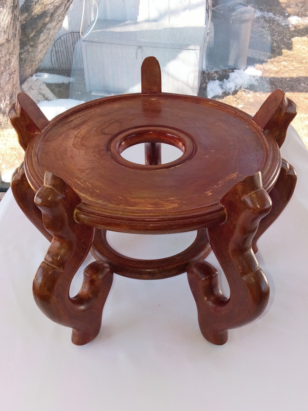 Vintage Wooden 5 Legged Plant/ Fish Bowl Stand Pedestal