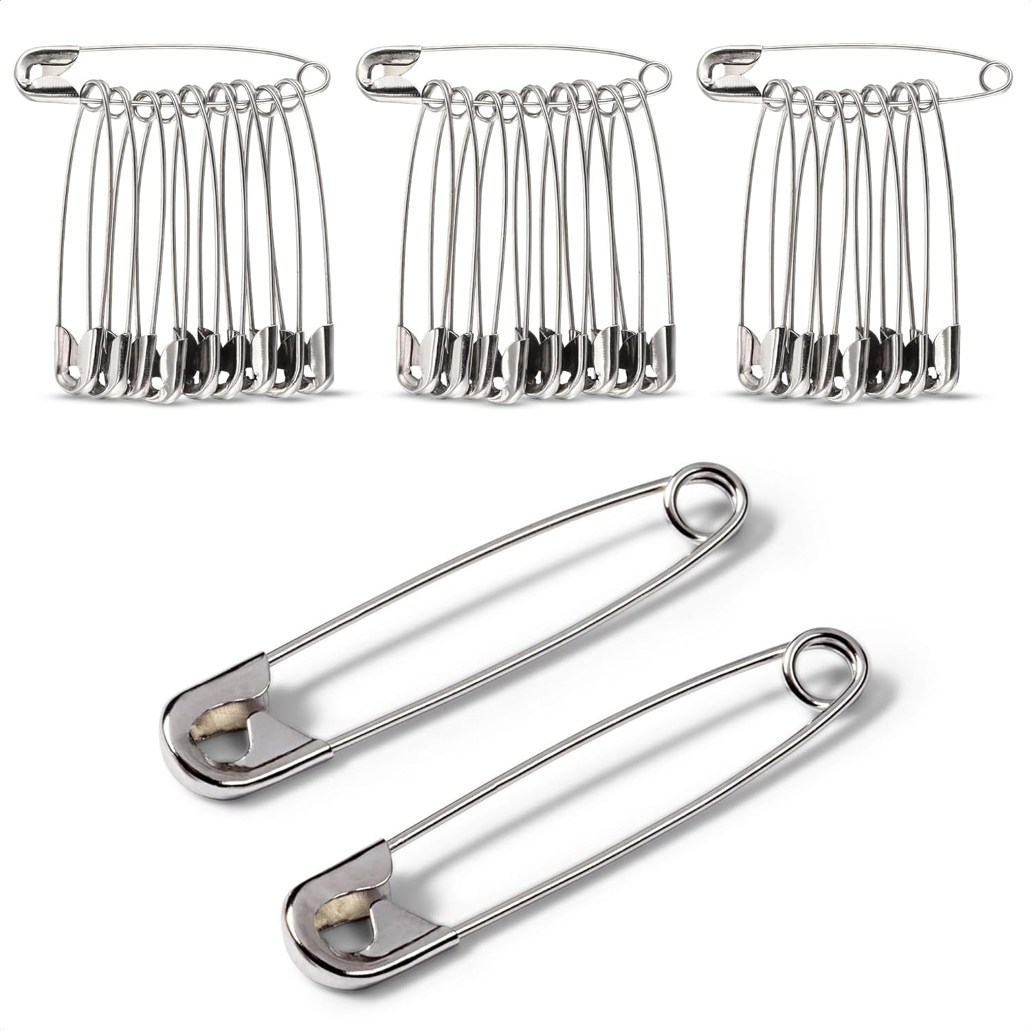 30Pcs Extra Large Safety Pins Heavy Duty – 3″ Stainless Steel Safety Pins