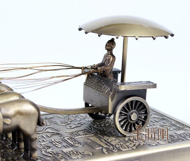 Antique Collection Chinese Terracotta Warriors Copper Carriage Ornament Souvenir