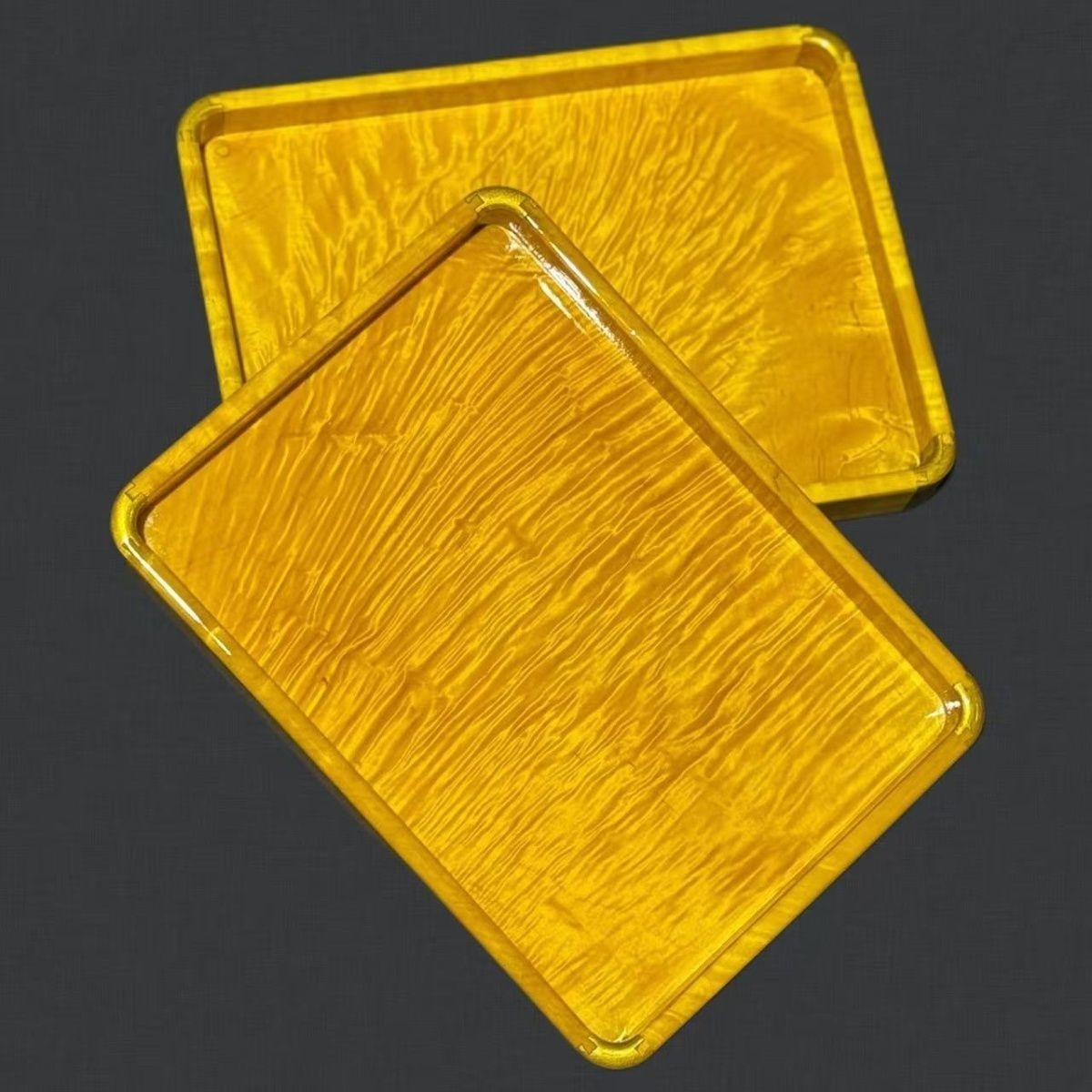 Golden Phoebe Full Water Ripple Tray 30x22x3cm Solid Wood Tea/Candy