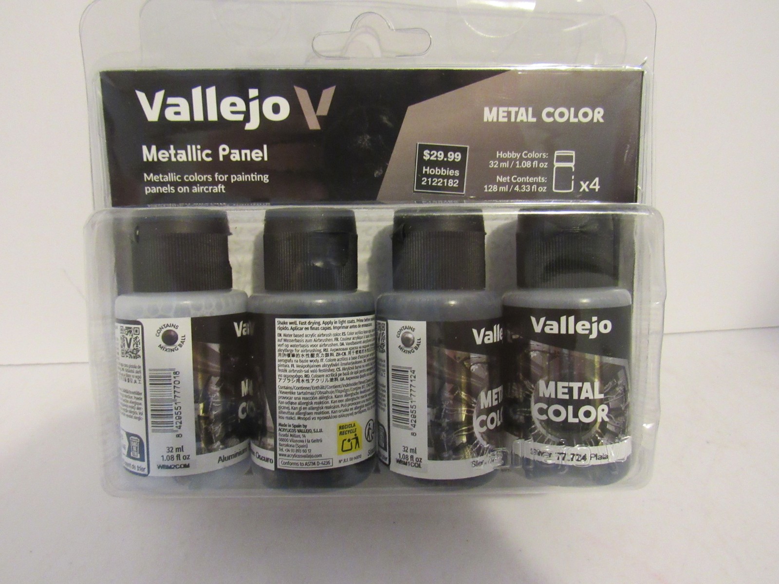 Vallejo Model Color Metallic Panel Set Aircraft Model Paint Kit 77.601