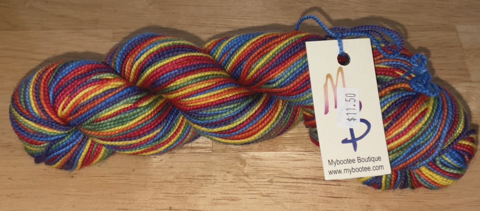 1 Mybootee Hand Dyed 100% Superwash Merino Wool~Rainbow~Bobbi Padgett~50g/200 Yd