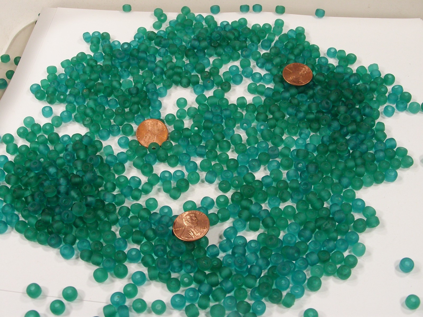 2 Pounds (5mm x 6mm) Round Teal India Handmade Glass Beads Wholesale (KTA-1) ⭐