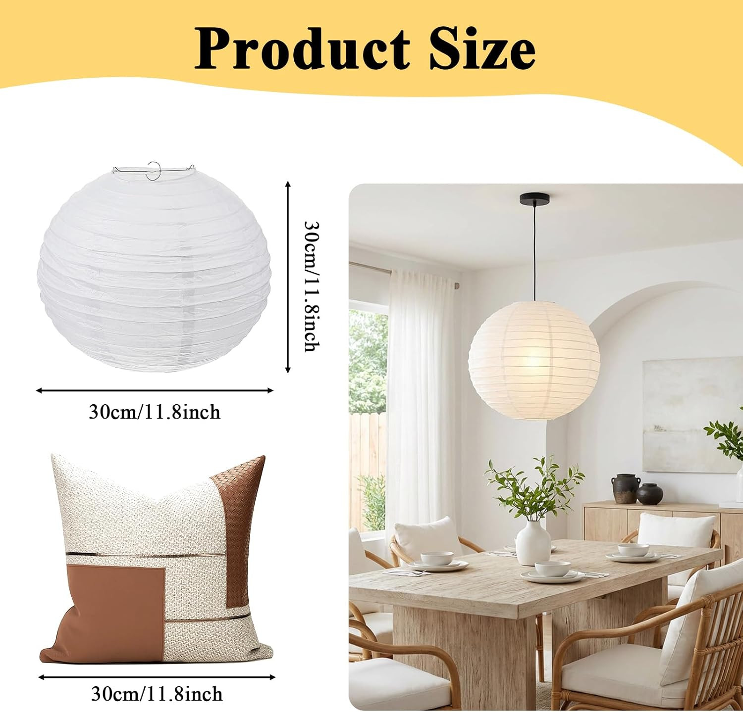 White round Paper Lantern Lampshade, 12″X12” Chinese Japanese round Hanging Pap