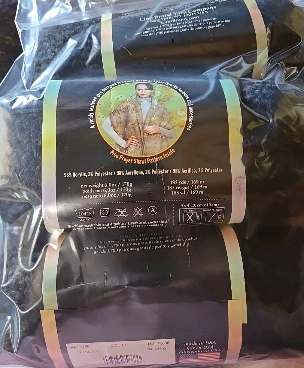 Lion Brand Homespun Yarn Lot Of 3 Black 6 Oz Unused + Xtra 2.9oz