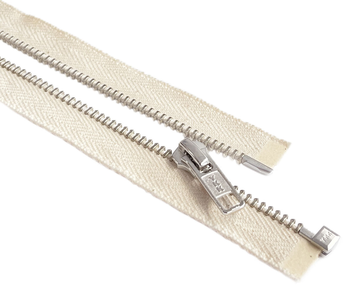 100 % Dyable Natural Cotton YKK #5 Metal Zipper Separating Medium Weight 4″ -36″