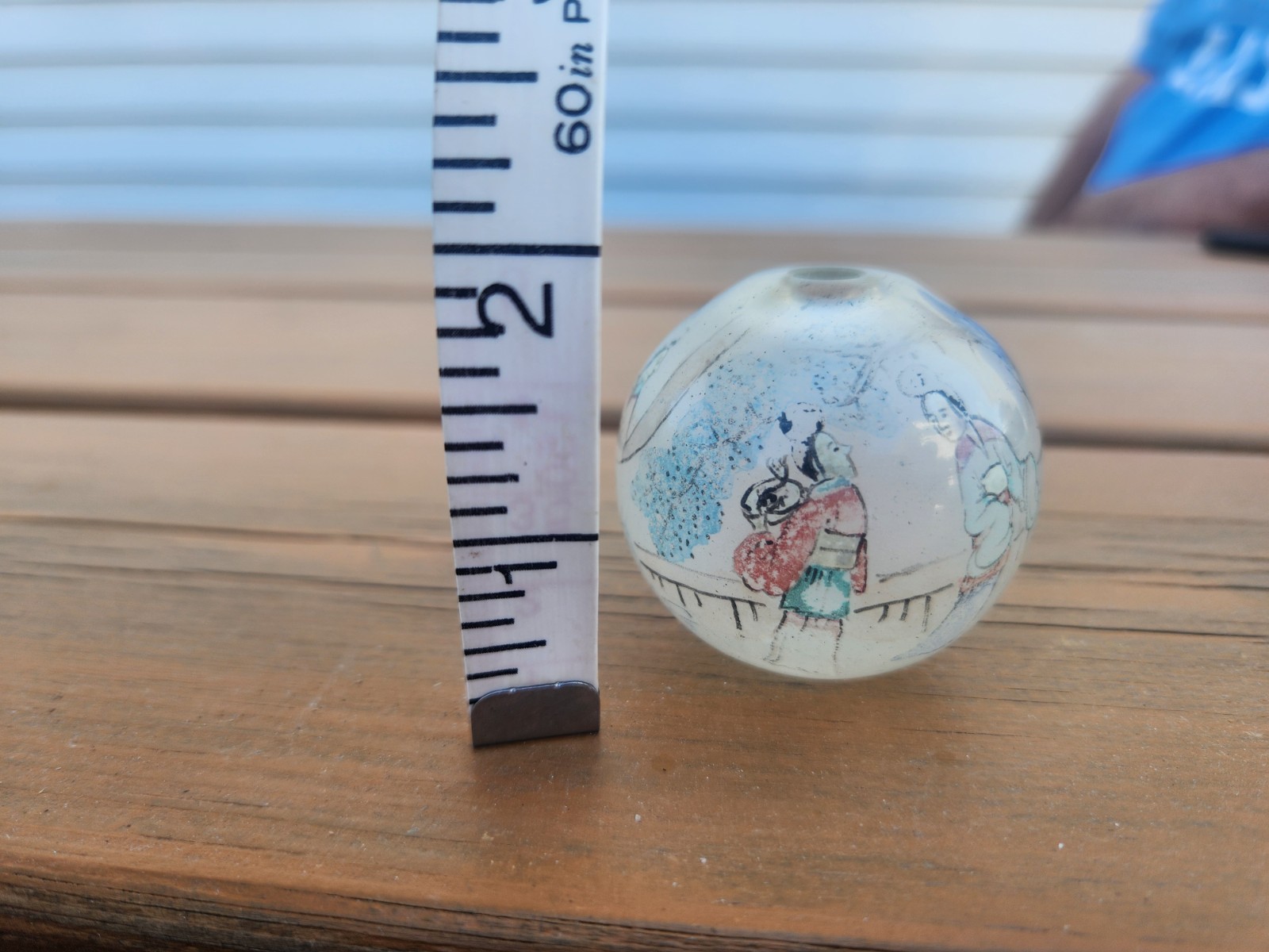 Vintage Chinese Reverse-painted Glass Globe Large Bead Art Object Sphere