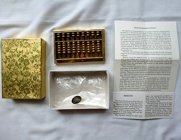 Vtg Smithsonian Institution Solid Brass Chinese Abacus 3.5″ Paperweight in Box