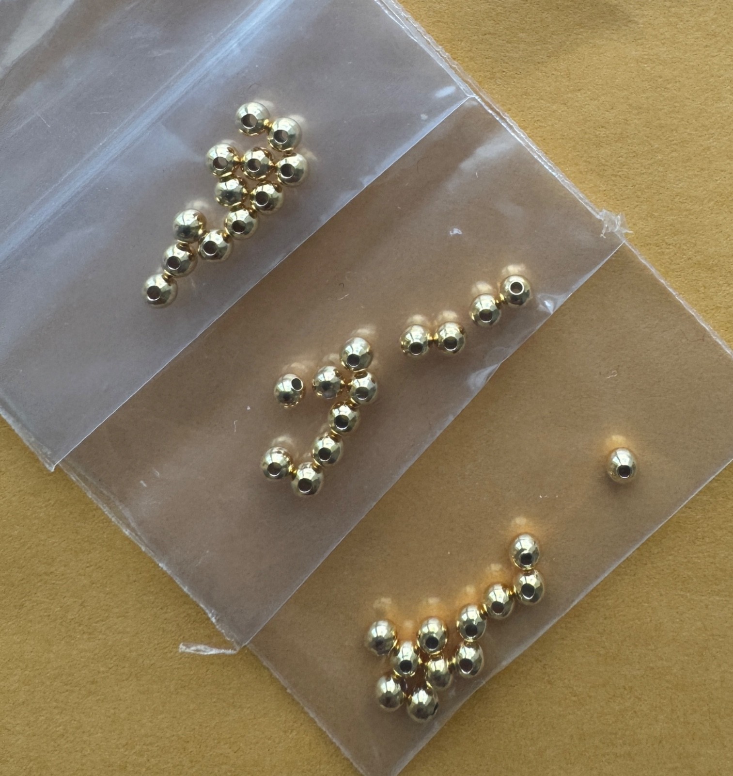 3 dozens vermeil beads – spacer beads, 18k gold over silver, 3 mm