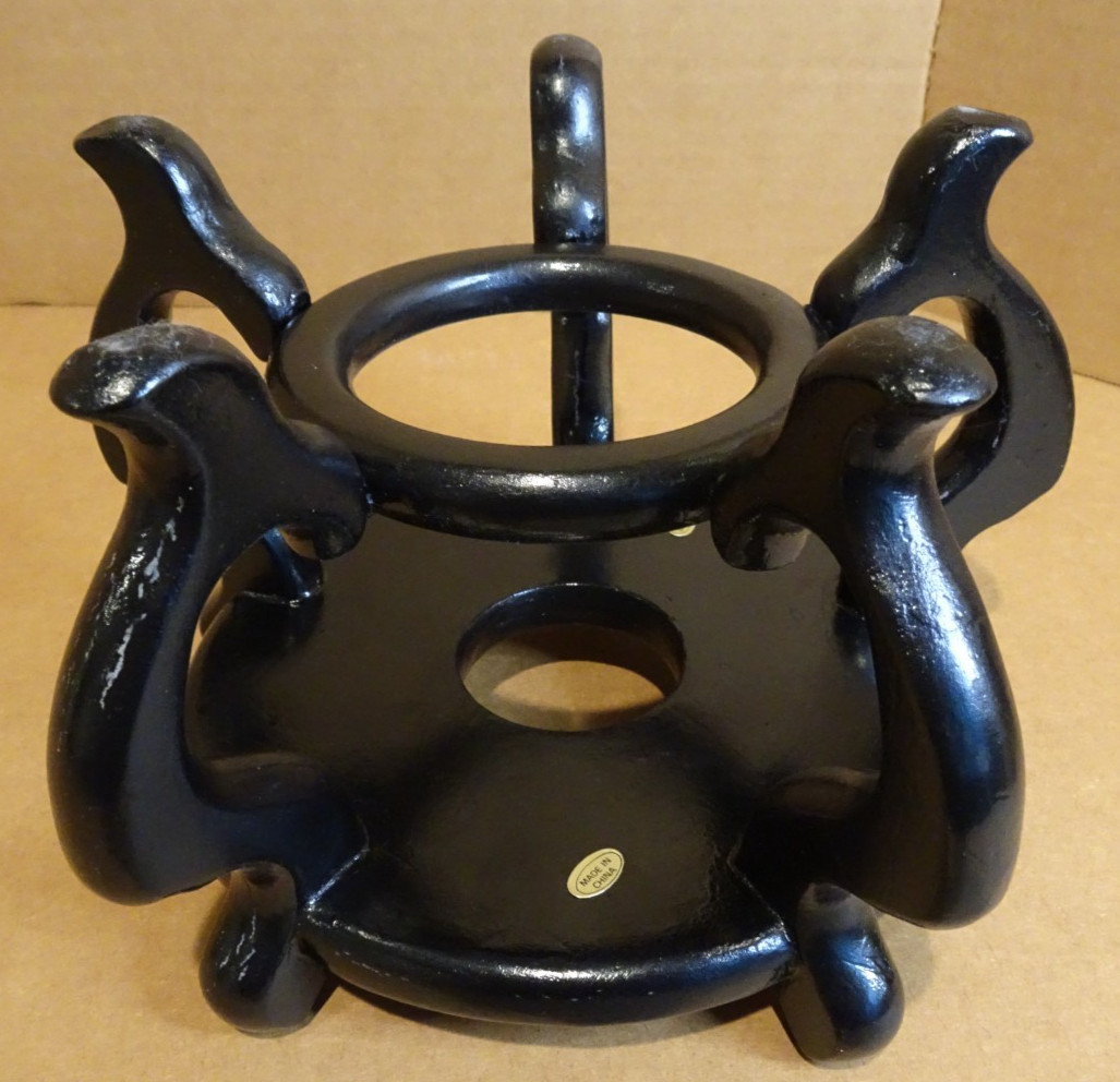 Asian Wood Stand 5 Leg Carved Pedestal Holds pot 5.5″ Diameter