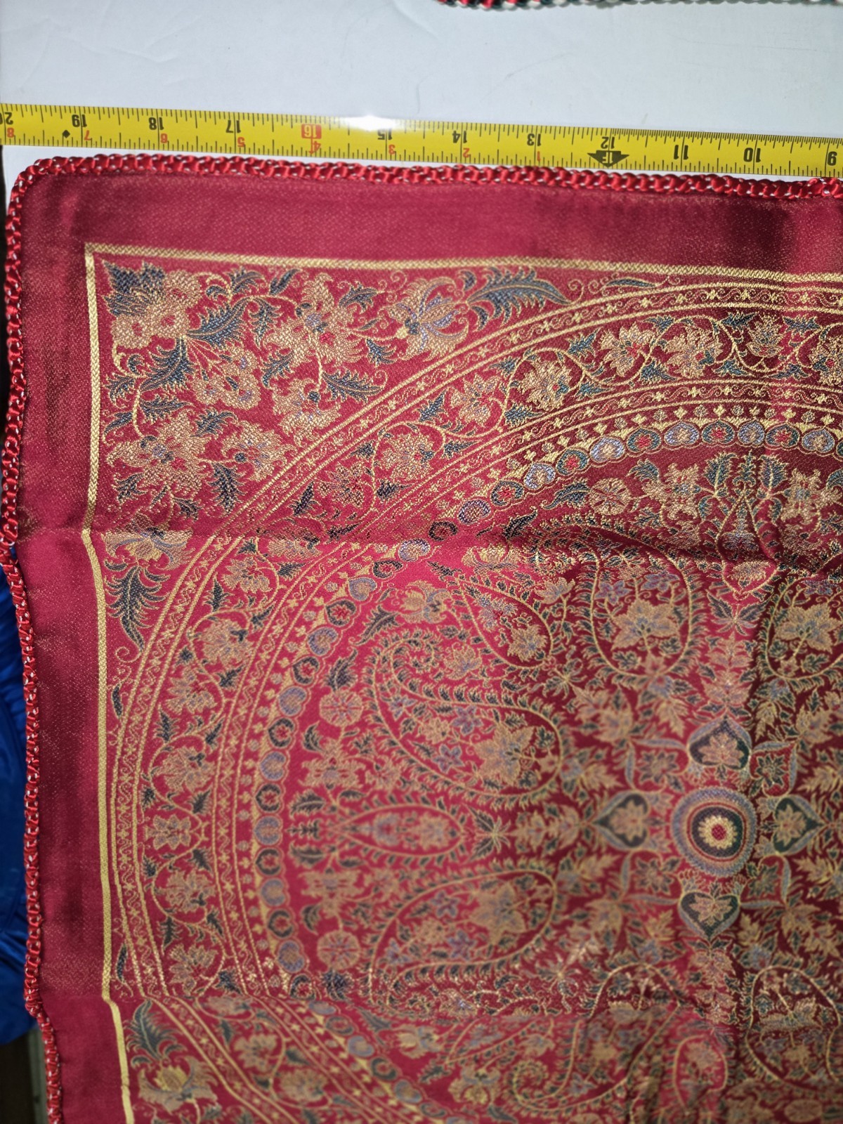 SET OF 2 Vintage Chinese Silk Brocade Pillow Covers – Red Gold Mandela – 20″